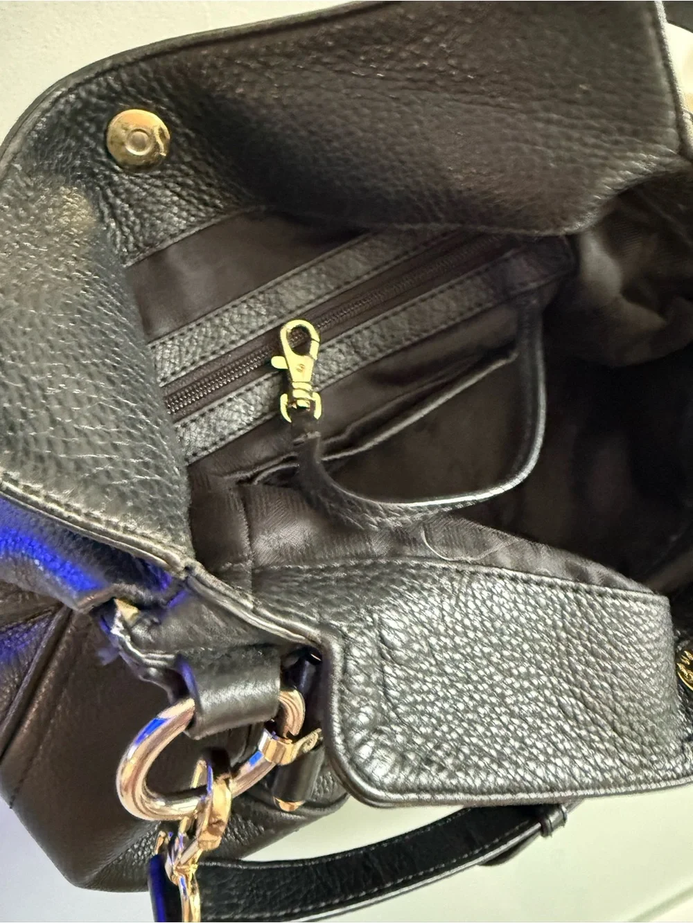 Michael Kors Black Pebbled Leather Hobo Shoulder Bag with Gold Hardware